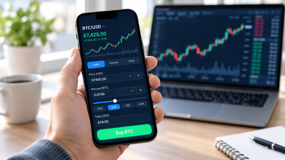 Placing a limit order to buy Bitcoin on Binance.us