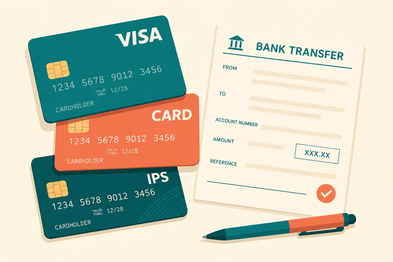 Stack of payment cards and bank slip for sports betting deposits